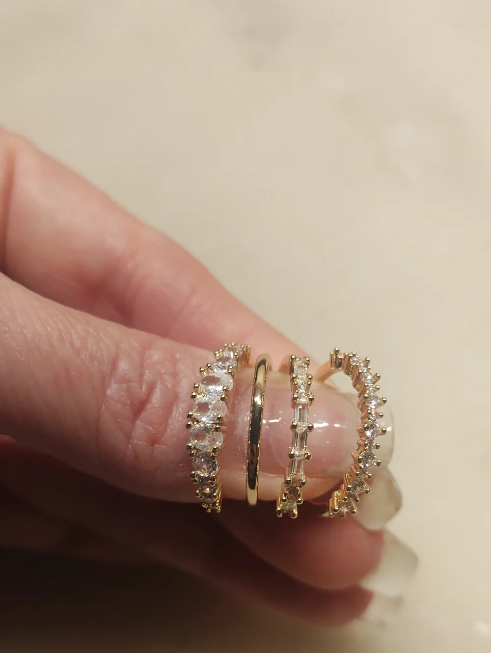 BOGO! NEW! Set Of 4 CZ Stackable Gold Rings Size 6